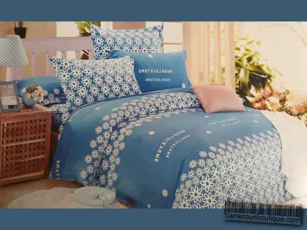 Draps 3 Places 2 Taies Housse 100% Coton Bleu Fleuri Draps 3 Places 2 Taies Housse 100% Coton Bleu Fleuri